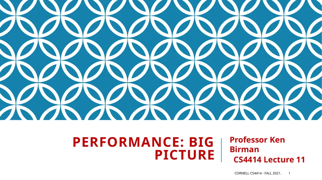 Performance: Big Picture Professor Ken Birman - slide 1 of 50