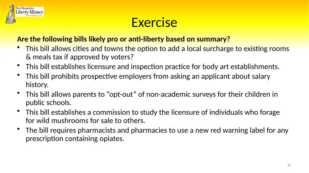 New Hampshire Liberty Alliance Bill Review - slide 10 of 51