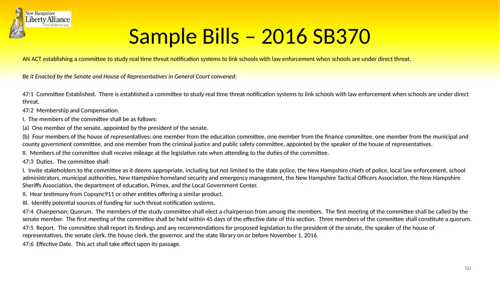 New Hampshire Liberty Alliance Bill Review - slide 50 of 51