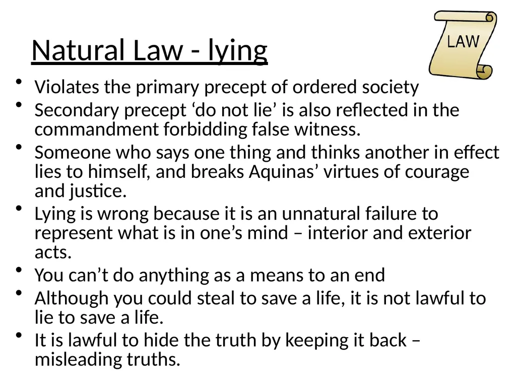 Applied Ethics – Theft and Lying Natural Law - slide 10 of 12