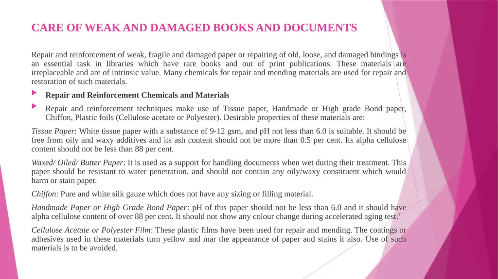 MLIS/1/CT/02 Unit 3: Hazards to Library Materials - slide 21 of 29