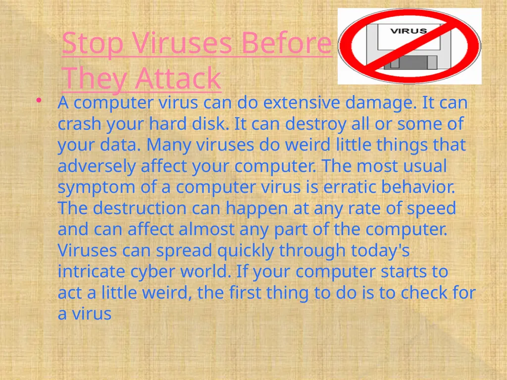 COMPUTER VIRUS PREPARED BY RAHUL SHUKLA ASHISH - slide 18 of 20