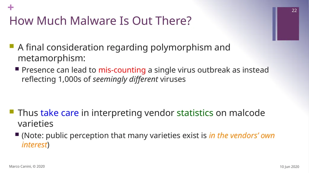 Malware CS230: COMPUTER SYSTEMS SECURITY (Summer - slide 22 of 54