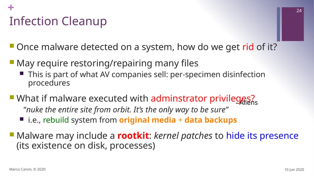 Malware CS230: COMPUTER SYSTEMS SECURITY (Summer - slide 24 of 54
