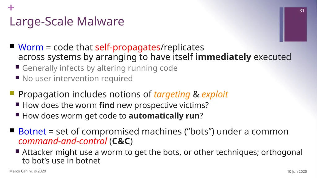 Malware CS230: COMPUTER SYSTEMS SECURITY (Summer - slide 31 of 54