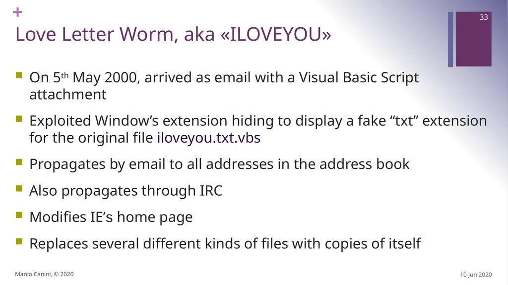 Malware CS230: COMPUTER SYSTEMS SECURITY (Summer - slide 33 of 54