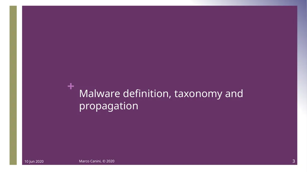 Malware CS230: COMPUTER SYSTEMS SECURITY (Summer - slide 3 of 54