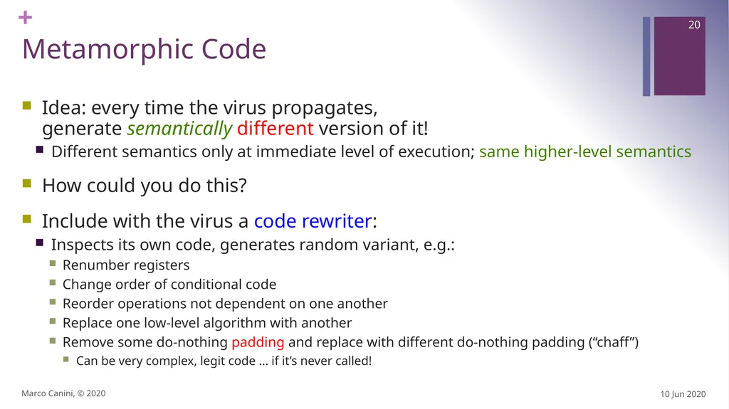 Malware CS230: COMPUTER SYSTEMS SECURITY (Summer - slide 20 of 54