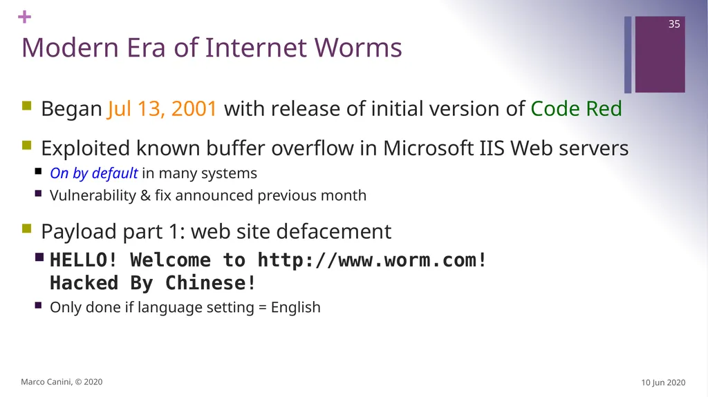 Malware CS230: COMPUTER SYSTEMS SECURITY (Summer - slide 35 of 54