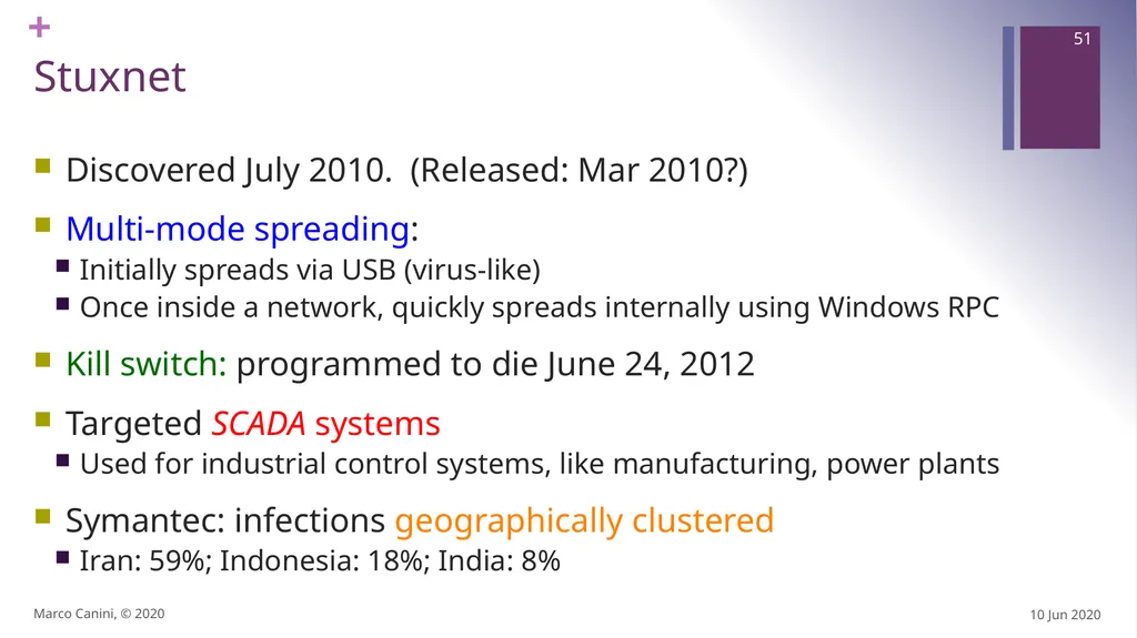 Malware CS230: COMPUTER SYSTEMS SECURITY (Summer - slide 51 of 54