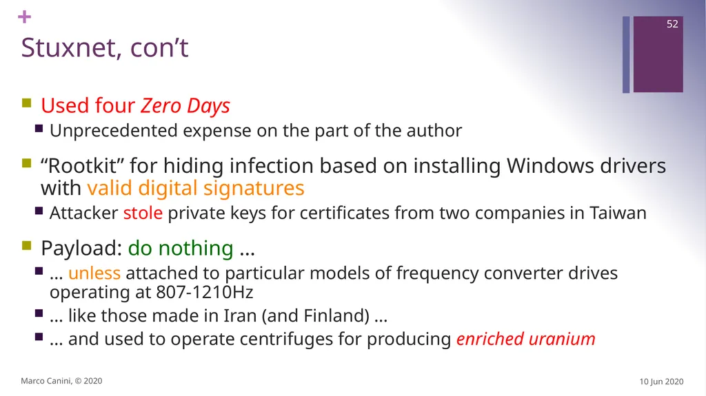 Malware CS230: COMPUTER SYSTEMS SECURITY (Summer - slide 52 of 54
