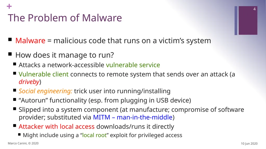 Malware CS230: COMPUTER SYSTEMS SECURITY (Summer - slide 4 of 54