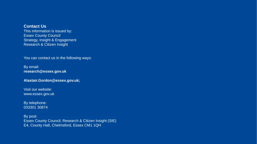 Preventing Premature and Avoidable Mortality Essex - slide 20 of 20