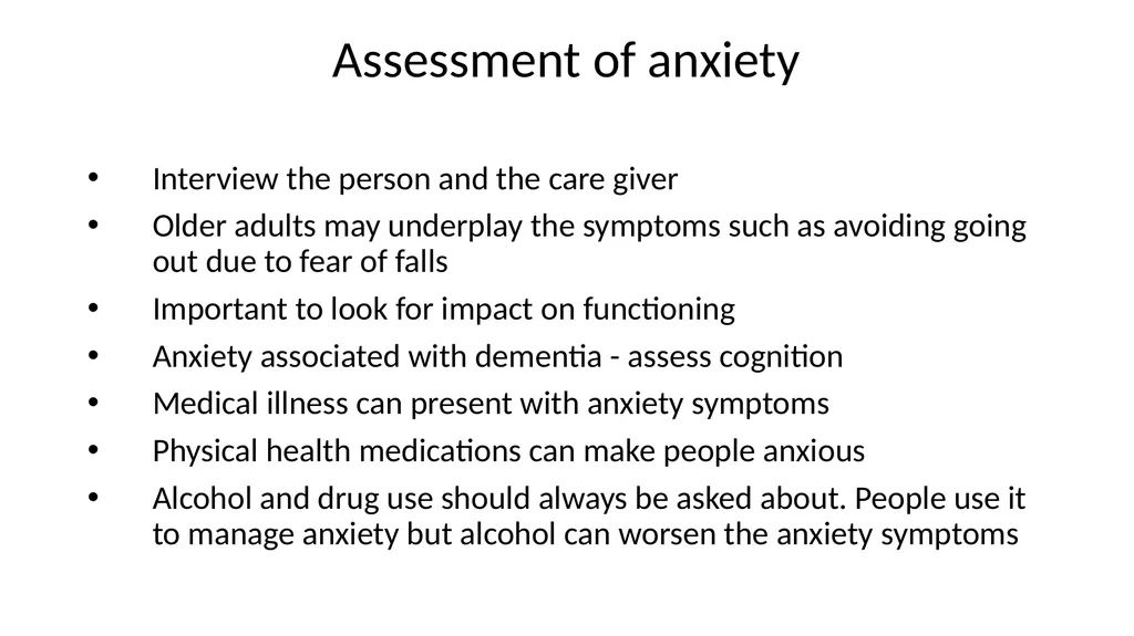 Anxiety disorder in older adults Tier 3 Anxiety - slide 11 of 17