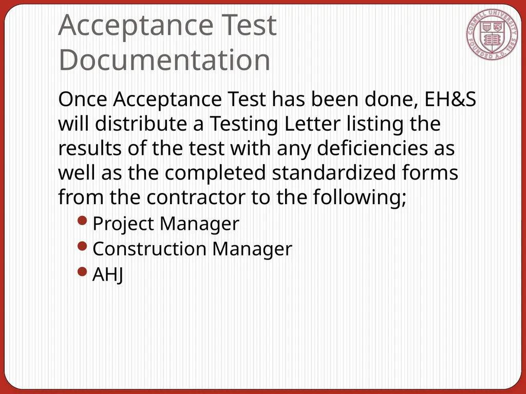 Fire Protection Systems Acceptance Requirements - slide 15 of 20