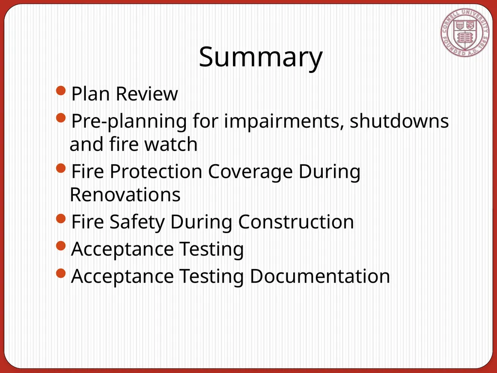 Fire Protection Systems Acceptance Requirements - slide 19 of 20