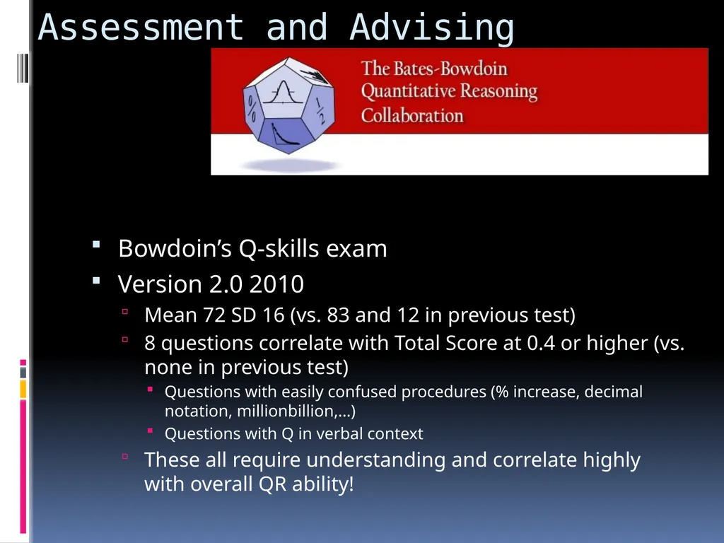 The QR Program Bowdoin College Eric Gaze, Director - slide 6 of 7