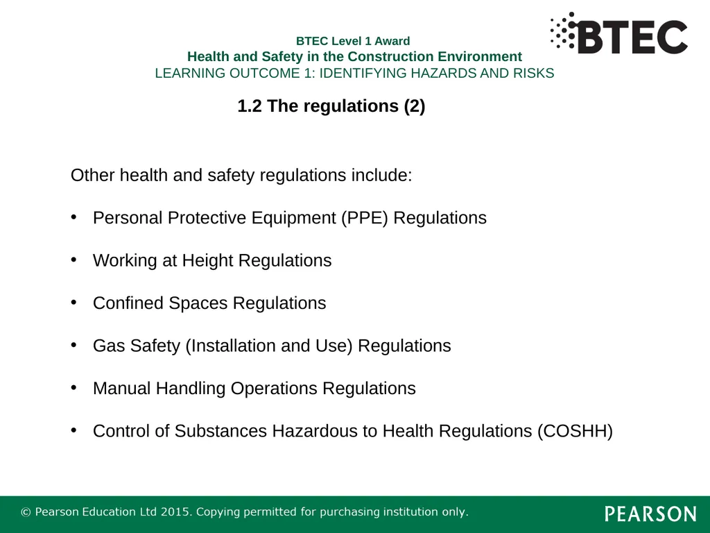 BTEC Level 1 Award Health and Safety in a - slide 13 of 22