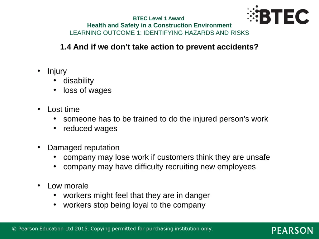 BTEC Level 1 Award Health and Safety in a - slide 21 of 22