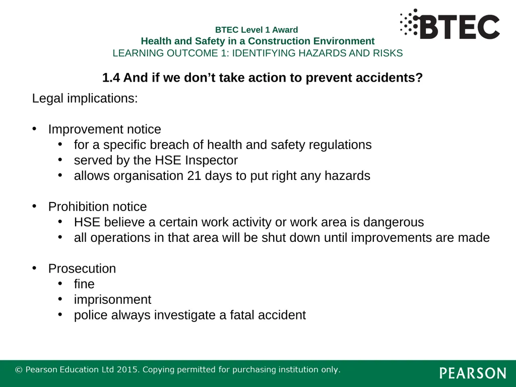 BTEC Level 1 Award Health and Safety in a - slide 22 of 22