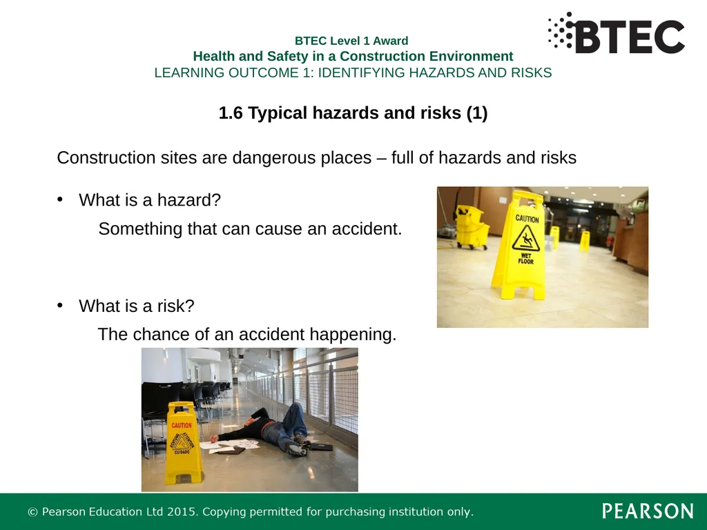 BTEC Level 1 Award Health and Safety in a - slide 3 of 22