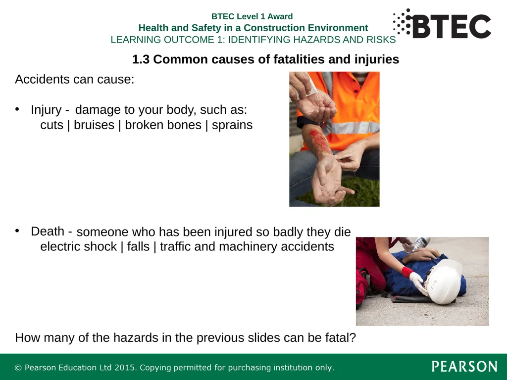BTEC Level 1 Award Health and Safety in a - slide 7 of 22