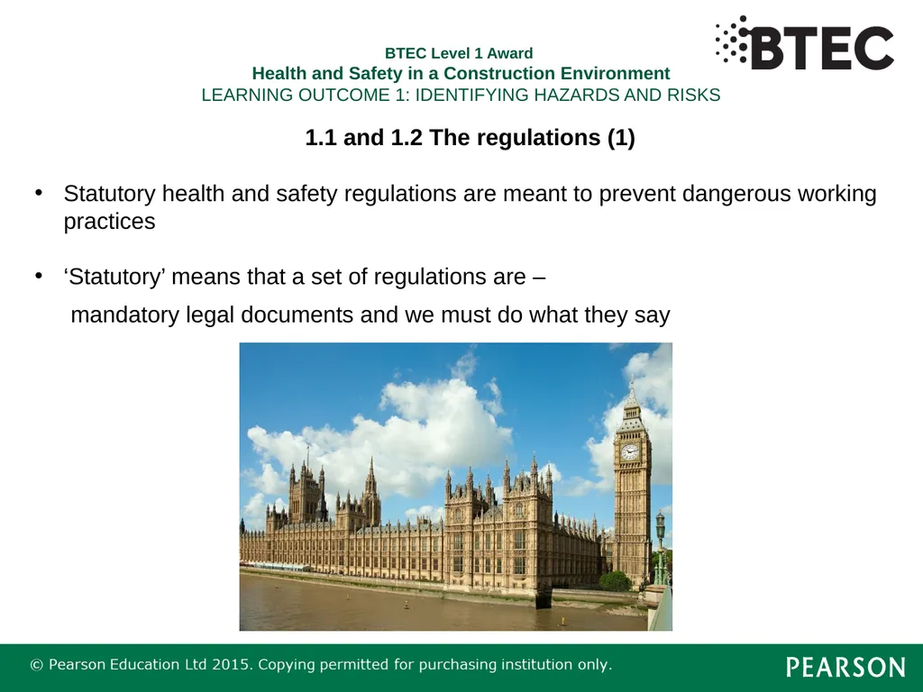 BTEC Level 1 Award Health and Safety in a - slide 8 of 22