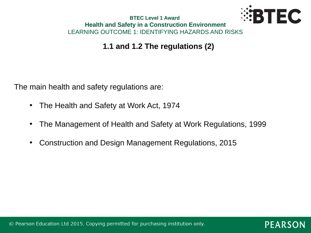BTEC Level 1 Award Health and Safety in a - slide 9 of 22