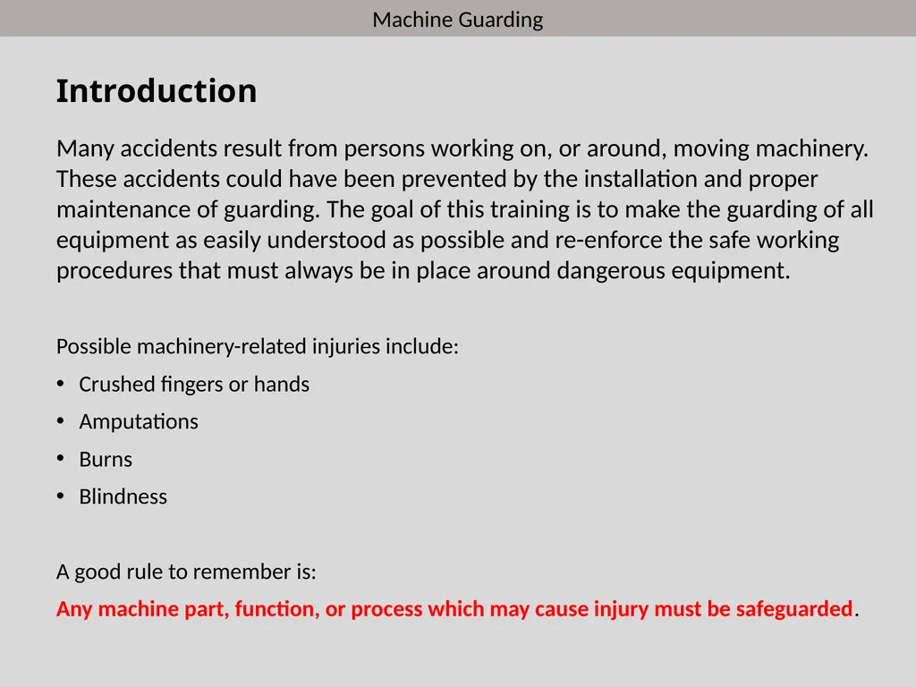 New Hire Training Machine Guarding Introduction - slide 2 of 10
