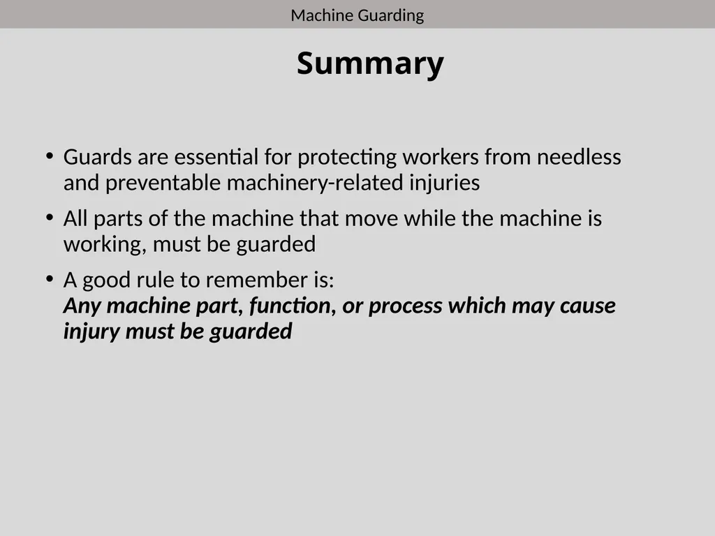 New Hire Training Machine Guarding Introduction - slide 9 of 10