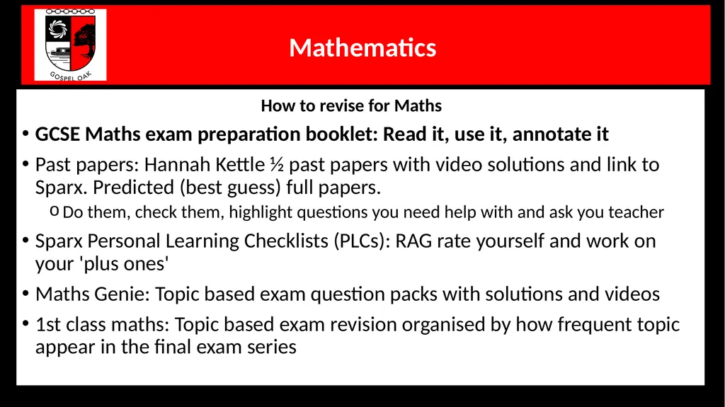 Y11 Core Subjects’ ‘Preparation for Success’ - slide 5 of 11