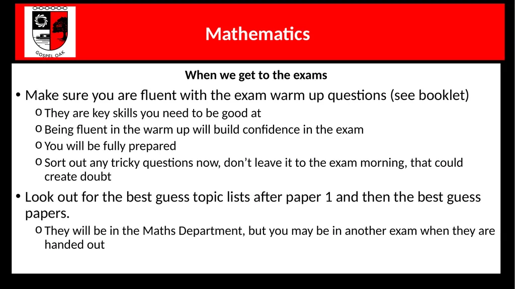 Y11 Core Subjects’ ‘Preparation for Success’ - slide 7 of 11