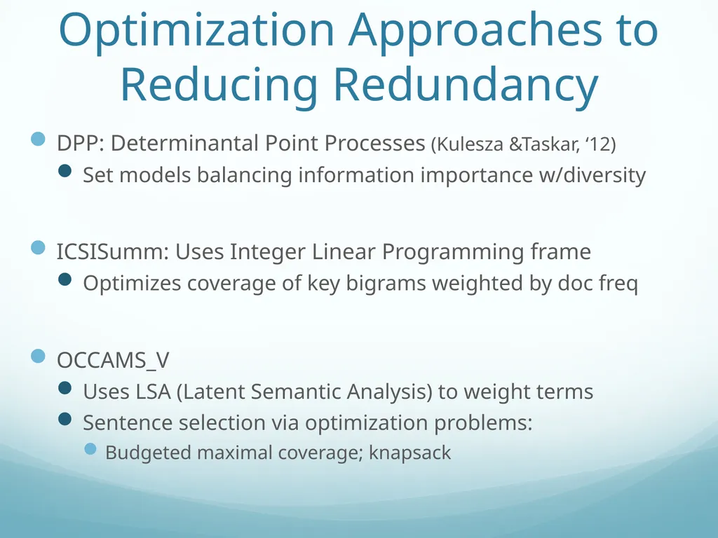Topic-Orientation & Information Ordering Ling573 - slide 22 of 68