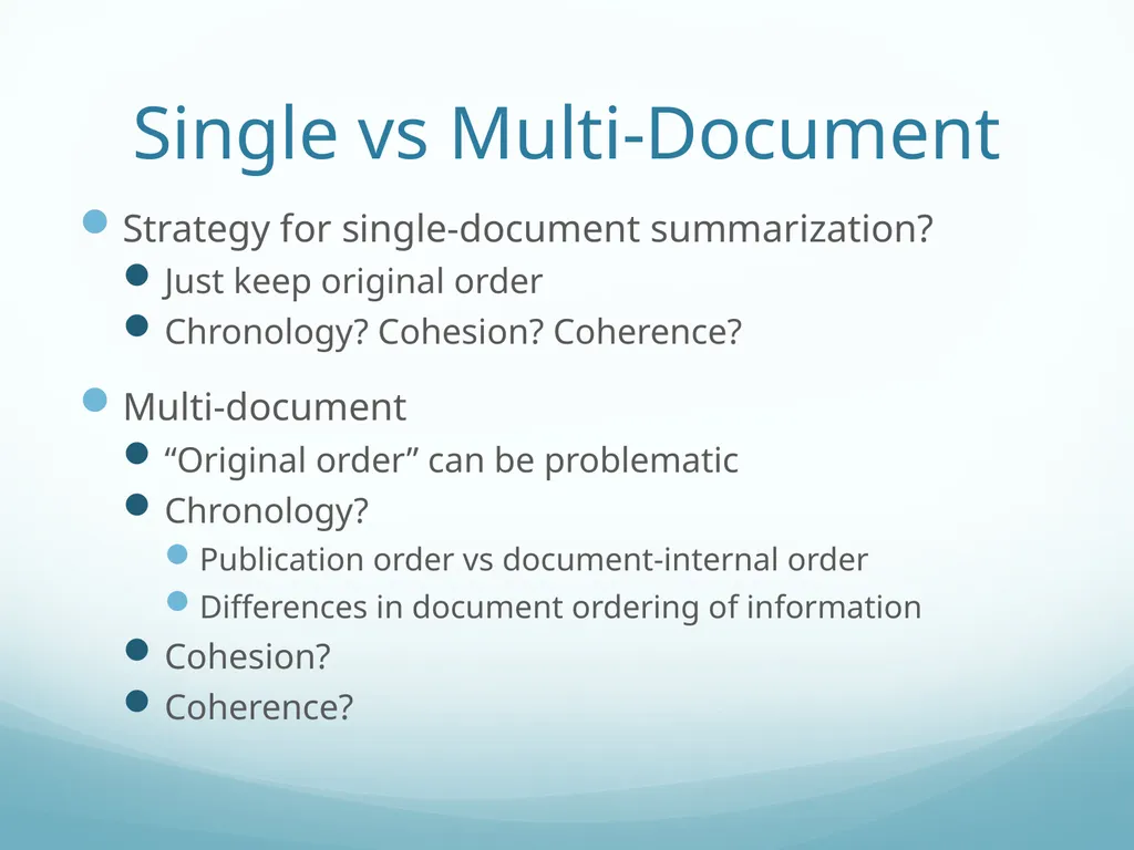 Topic-Orientation & Information Ordering Ling573 - slide 33 of 68