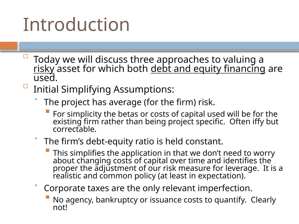 Valuation & Leverage Capital budgeting considering - slide 2 of 40