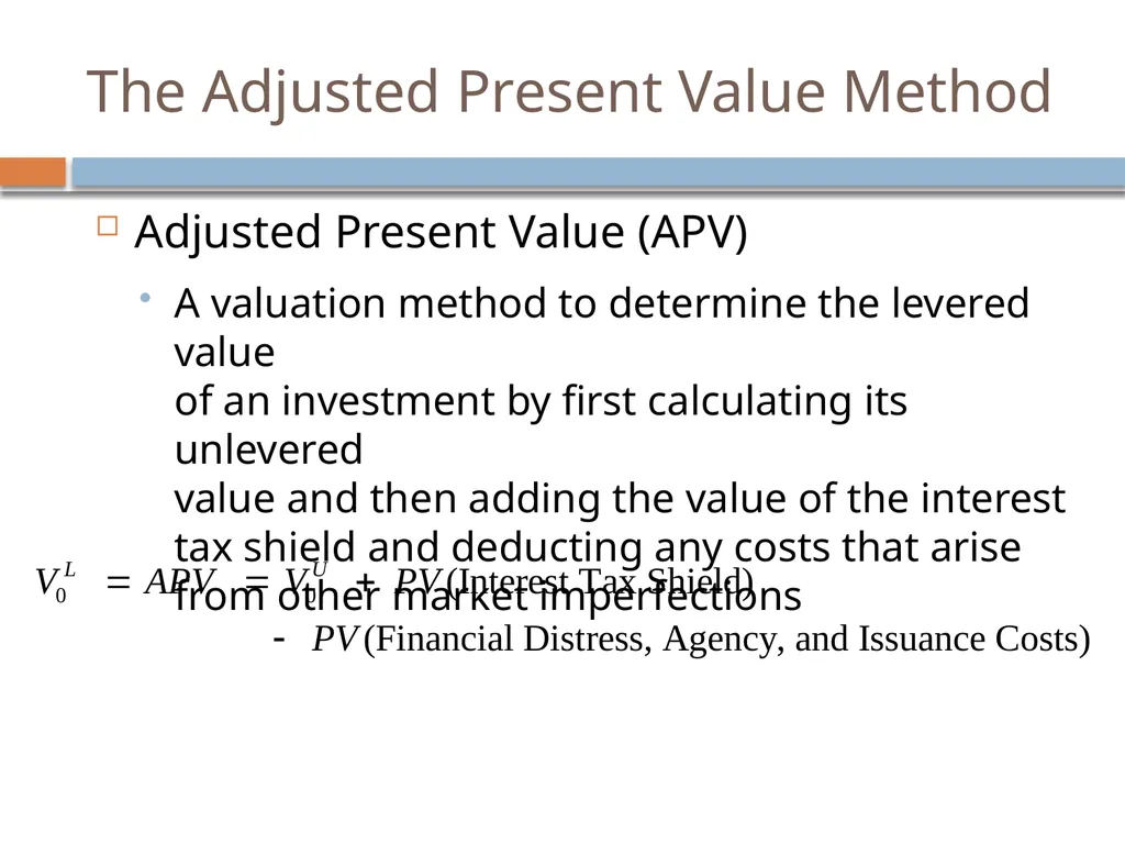 Valuation & Leverage Capital budgeting considering - slide 17 of 40