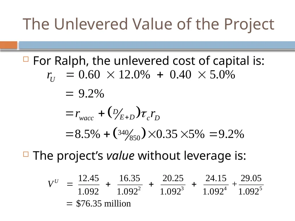 Valuation & Leverage Capital budgeting considering - slide 20 of 40