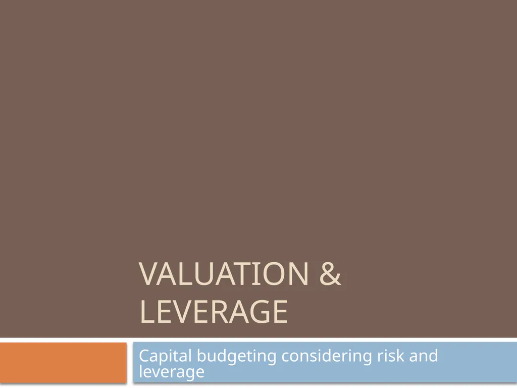 Valuation & Leverage Capital budgeting considering - slide 1 of 40