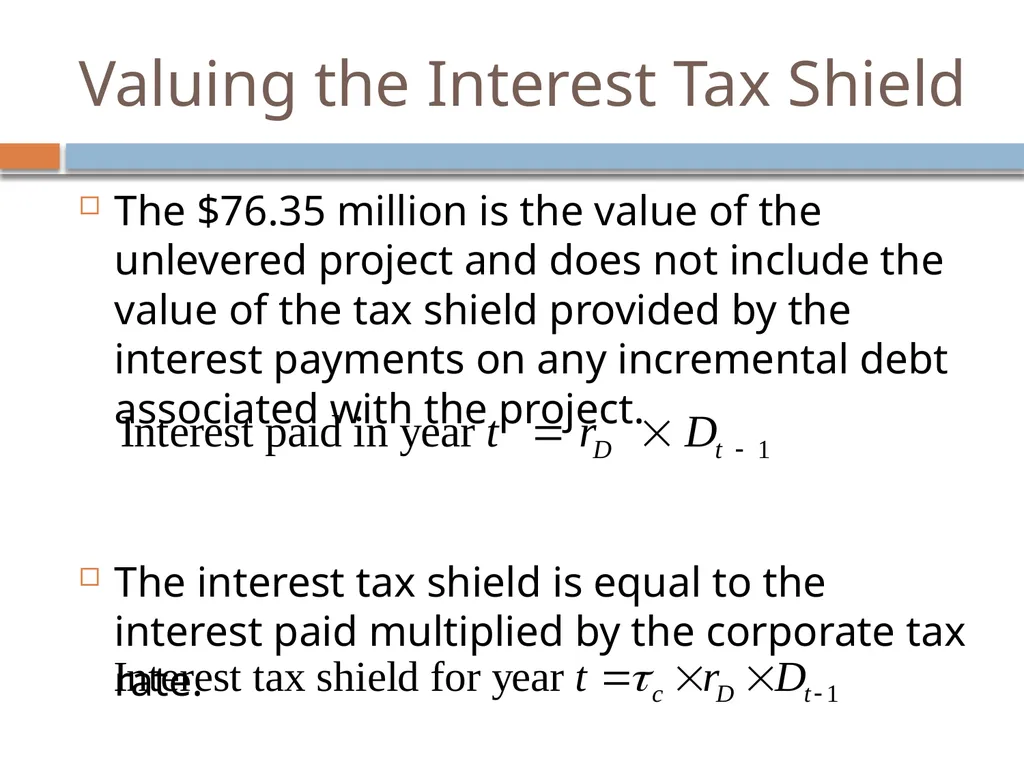 Valuation & Leverage Capital budgeting considering - slide 21 of 40