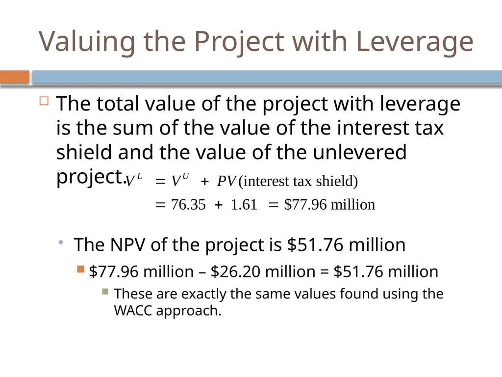 Valuation & Leverage Capital budgeting considering - slide 24 of 40