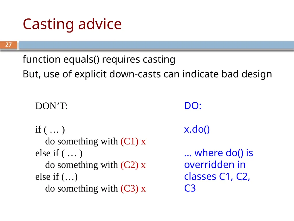 CS/ENGRD 2110 Spring 2019 Lecture 6: Consequence - slide 27 of 28