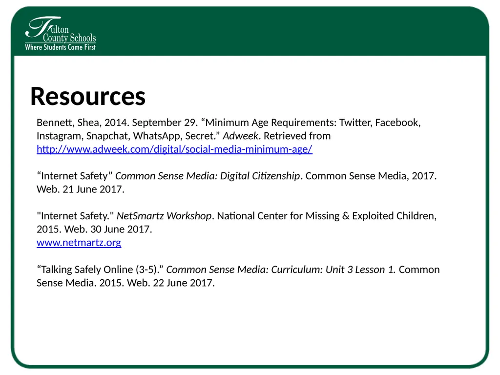 Digital Citizenship Parent Workshop Internet - slide 14 of 14