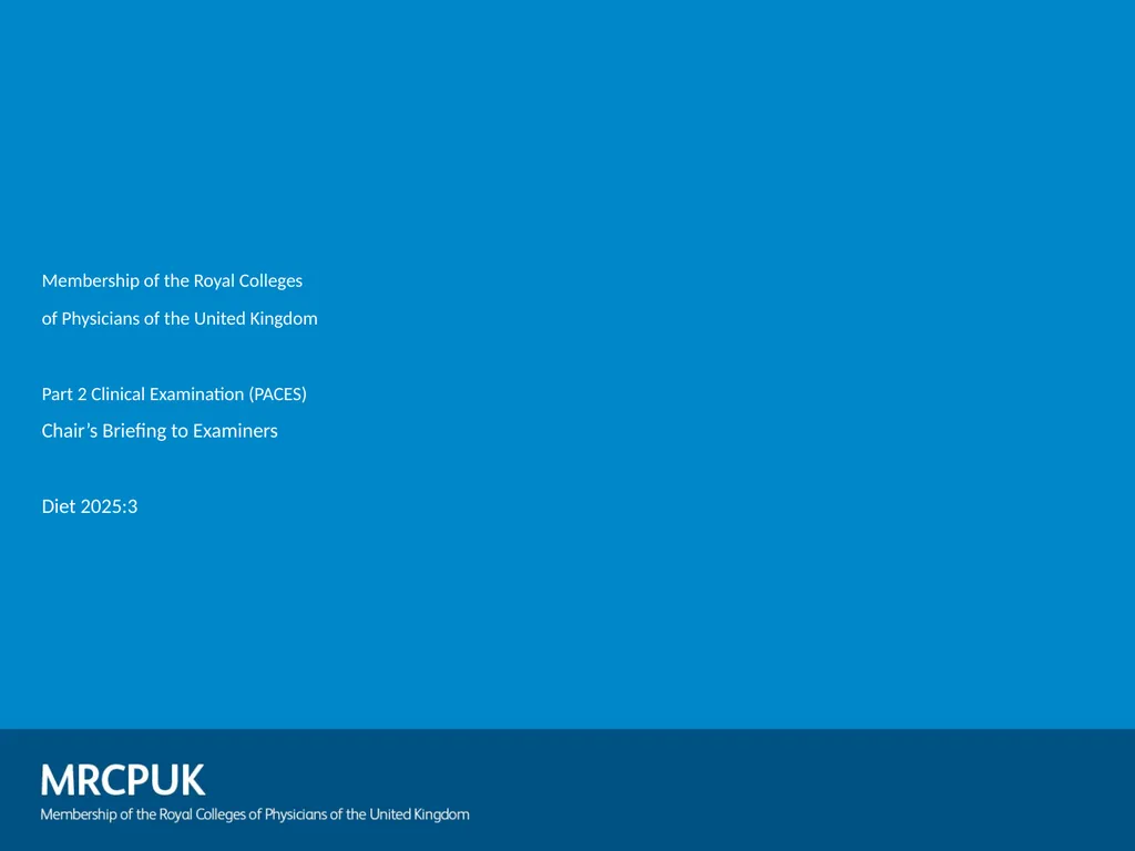 Membership of the Royal Colleges of Physicians of - slide 1 of 39