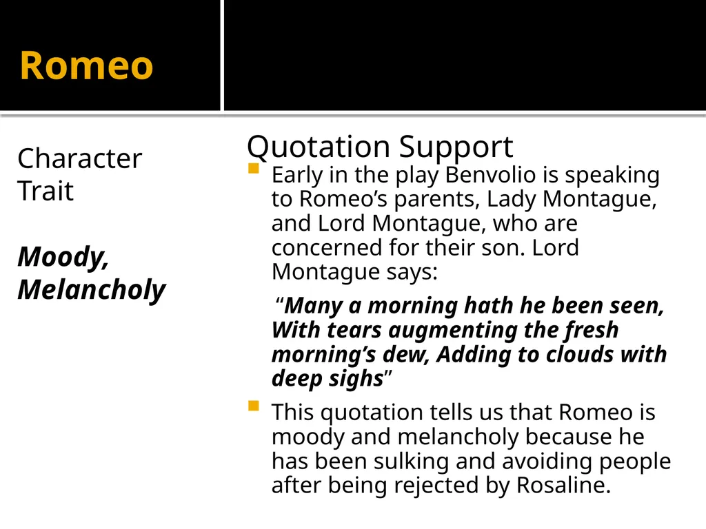 Romeo and Juliet Quotation Analysis: On your Final - slide 46 of 53