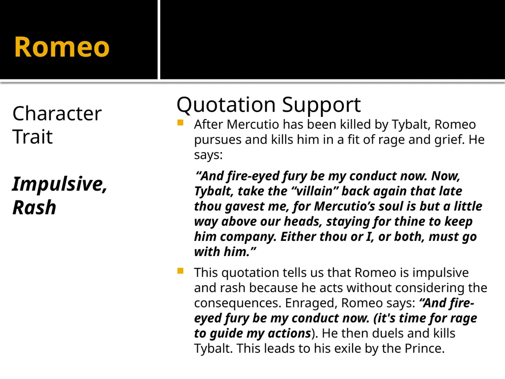 Romeo and Juliet Quotation Analysis: On your Final - slide 48 of 53