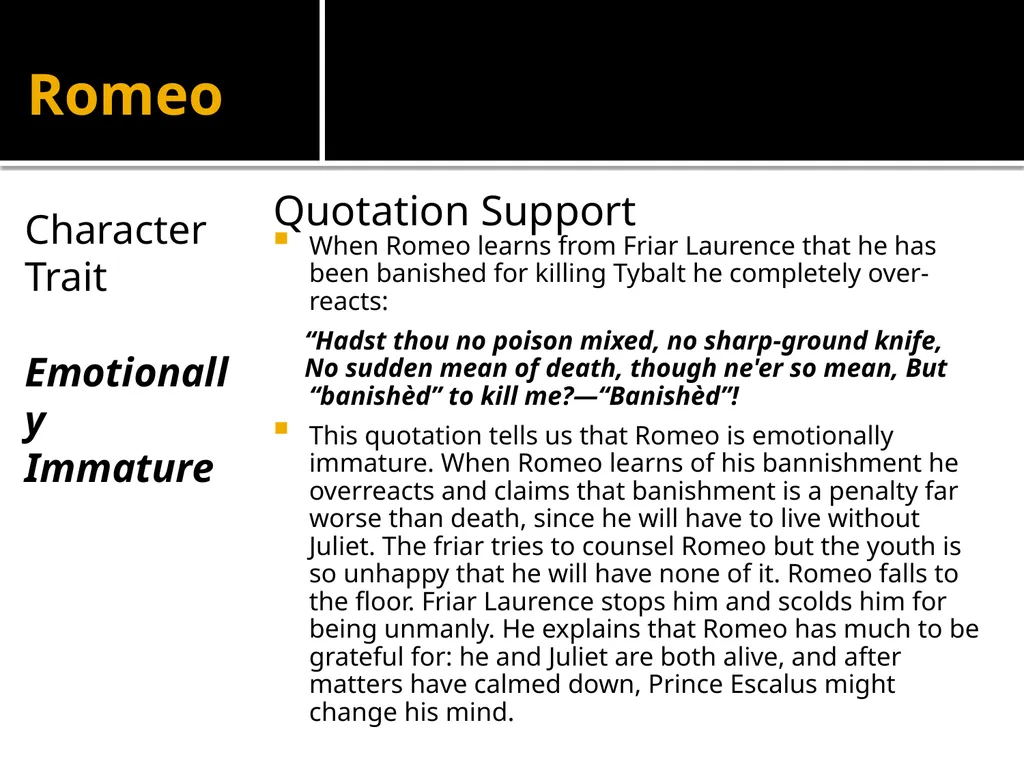 Romeo and Juliet Quotation Analysis: On your Final - slide 52 of 53