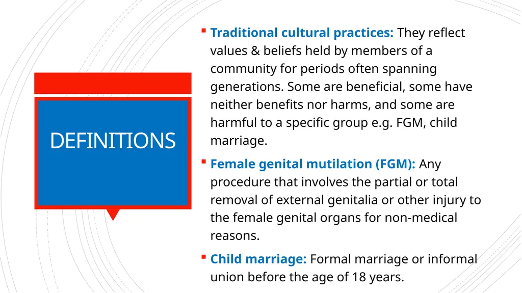 HARMFUL TRADITIONAL PRACTICES PREVENTION Geneva - slide 2 of 9