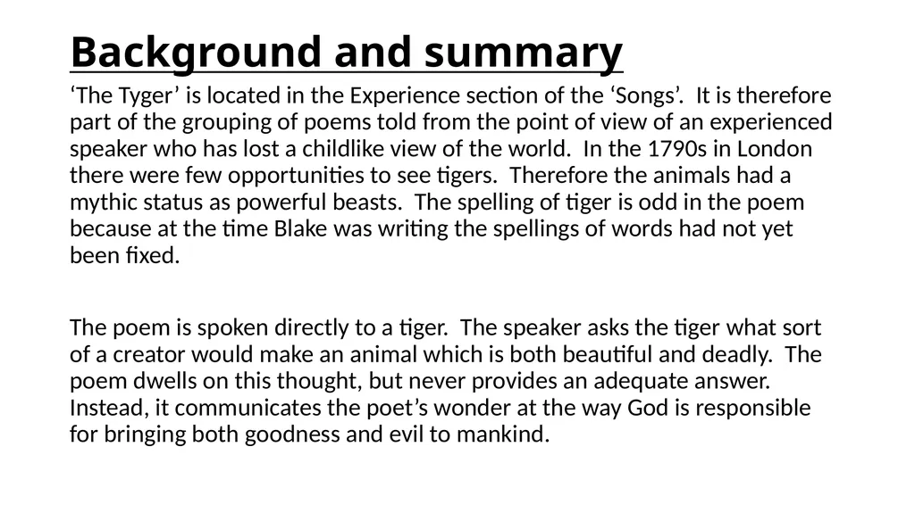 How does Blake present power in the poem ‘The - slide 4 of 14