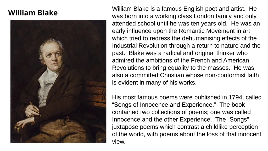 How does Blake present power in the poem ‘The - slide 2 of 14
