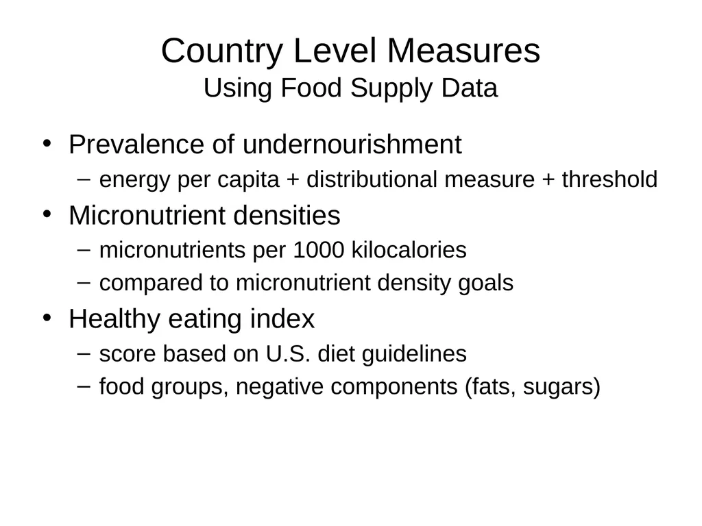 Diet Matters: Approaches and Indicators to Assess - slide 12 of 16